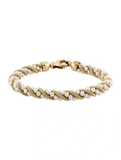 Pre-owned Bracelet 14k Pearl Wrap  In Multi