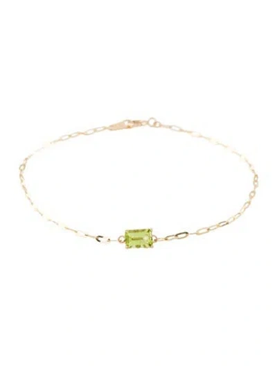 Pre-owned Bracelet 14k Peridot Charm , 7" In Multi