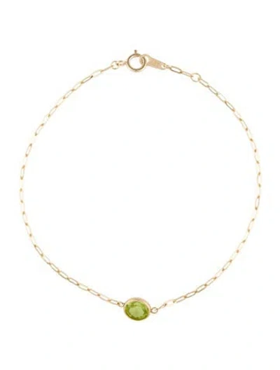 Pre-owned Bracelet 14k Peridot Charm , 7" In Multi