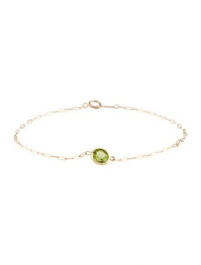 Pre-owned Bracelet 14k Peridot Charm , 7" In Multi