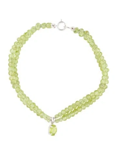 Pre-owned Bracelet 14k Peridot Double Strand Bead Charm , 6.25", 6.25" In Multi