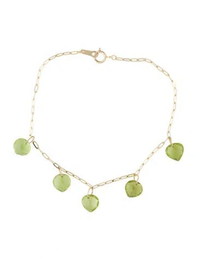 Pre-owned Bracelet 14k Peridot Station , 6.75" In Multi