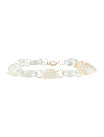 Pre-owned Bracelet 14k Prasiolite & Citrine Link , 8" In Multi