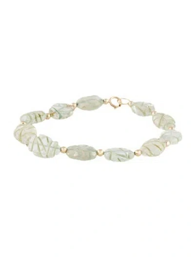 Pre-owned Bracelet 14k Prasiolite Beaded , 6.5" In Multi
