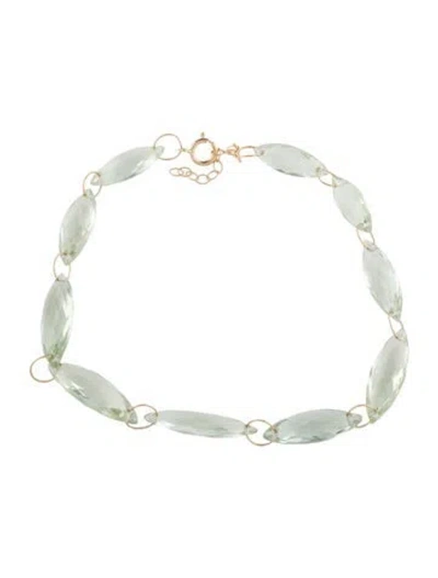 Pre-owned Bracelet 14k Prasiolite Link , 10" In Multi