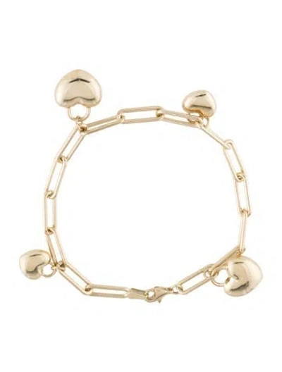 Pre-owned Bracelet 14k Puffed Heart Charm , 6.75" In Multi