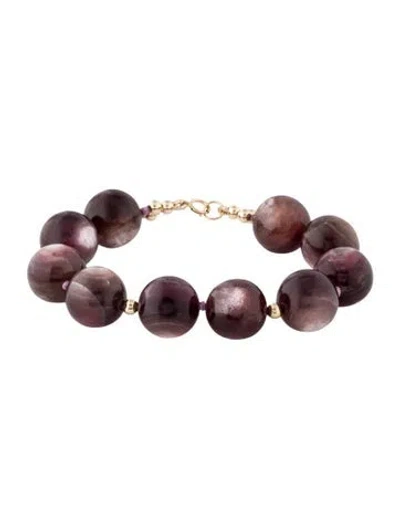 Pre-owned Bracelet 14k Purple Stone Bead , 6" In Multi