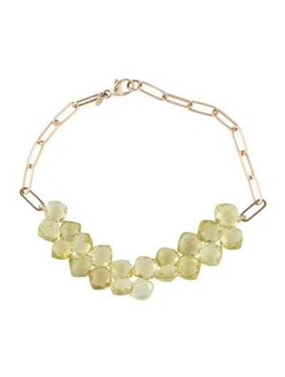 Pre-owned Bracelet 14k Quartz Bead Link Station , 6.75" In Multi