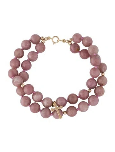 Pre-owned Bracelet 14k Quartz Cross Bead , 6.5" In Multi