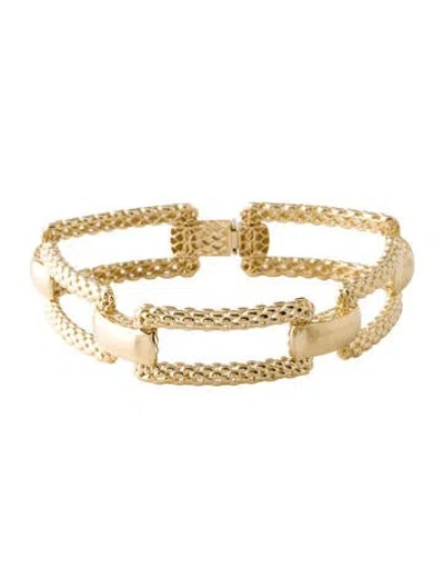 Pre-owned Bracelet 14k Rectangle Link , 7" In Multi
