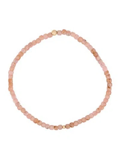 Pre-owned Bracelet 14k Rhodochrosite Bead , 6" In Transparent