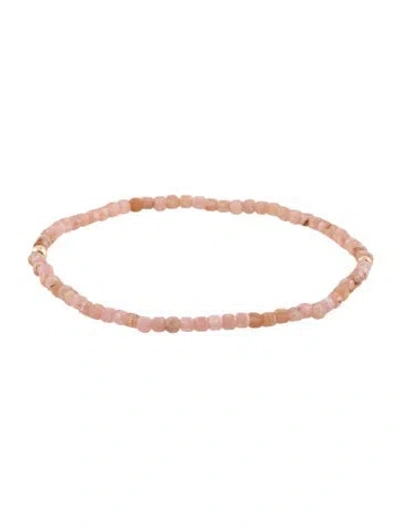 Pre-owned Bracelet 14k Rhodochrosite Bead Stretch , 6.5" In Multi
