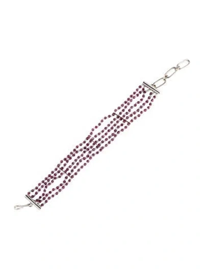 Pre-owned Bracelet 14k Rhodolite & Quartz Multistrand Bead , 8.25"