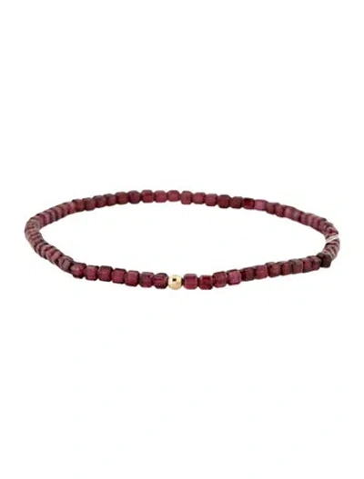 Pre-owned Bracelet 14k Rhodolite Garnet Bead , 6.25" In Transparent
