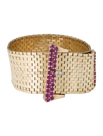 Pre-owned Bracelet 14k Ruby & Diamond Belt , 8.5" In Multi