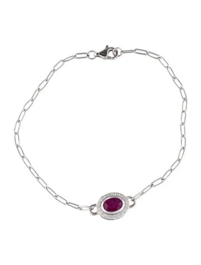 Pre-owned Bracelet 14k Ruby & Diamond , 6.75", 6.75" In Multi