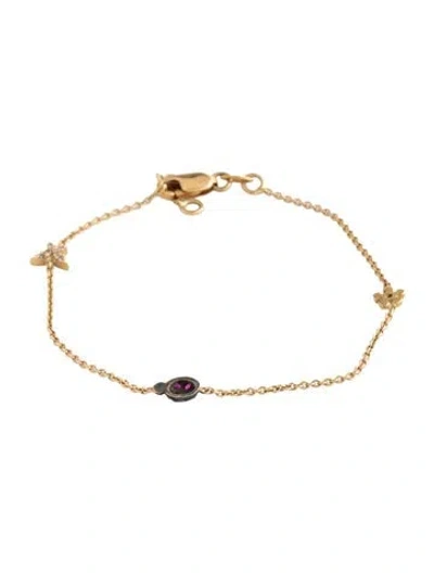 Pre-owned Bracelet 14k Ruby & Diamond Station , 6.25" In Multi