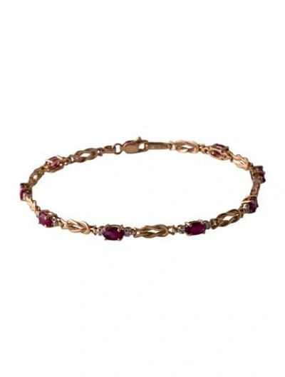 Pre-owned Bracelet 14k Ruby & Diamond Station , 6.75" In Multi