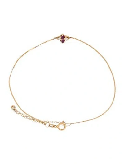 Pre-owned Bracelet 14k Ruby & Diamond Station , 7.25" In Multi