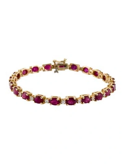 Pre-owned Bracelet 14k Ruby & Diamond Tennis , 6.75" In Multi