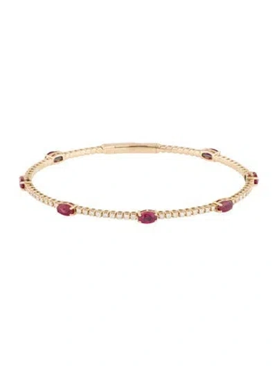 Pre-owned Bracelet 14k Ruby & Diamond Tennis , 7" In Multi