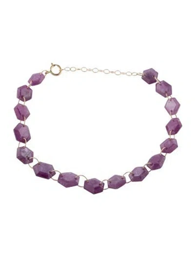 Pre-owned Bracelet 14k Ruby Bead , 8.5" In Multi