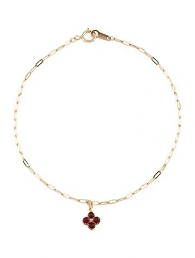 Pre-owned Bracelet 14k Ruby Charm , 6.75" In Multi