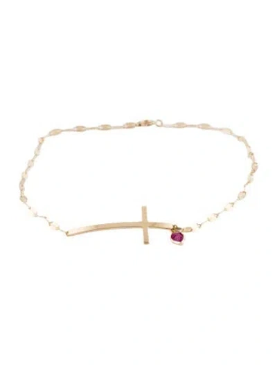 Pre-owned Bracelet 14k Ruby Cross Station Charm , 7.75" In Multi