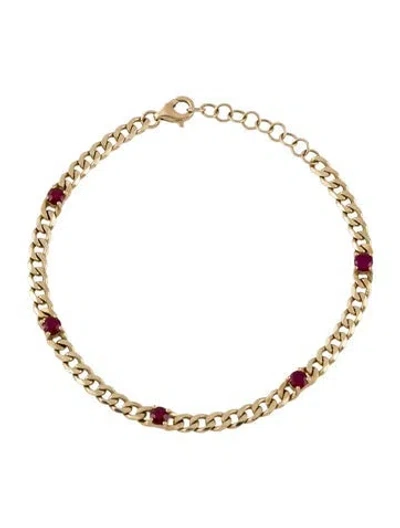 Pre-owned Bracelet 14k Ruby Link , 6.75" In Multi
