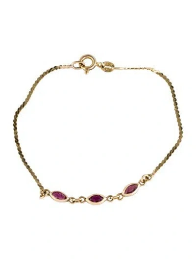 Pre-owned Bracelet 14k Ruby Station , 6.25" In Multi