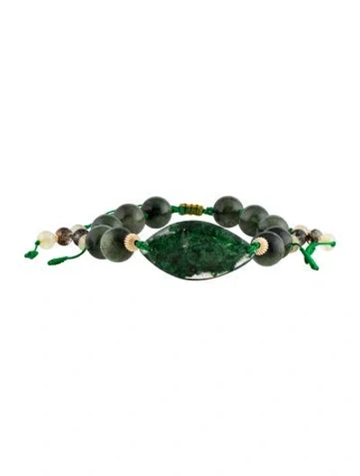 Pre-owned Bracelet 14k Rutilated Quartz, Sagenitic Quartz, & Dyed Quartz Bead , 11.5" In Multi