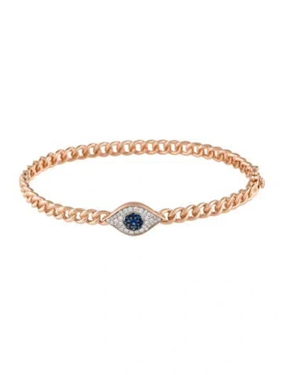 Pre-owned Bracelet 14k Sapphire & Diamond Bangle, 6.5" In Multi