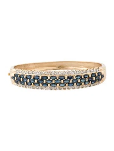 Pre-owned Bracelet 14k Sapphire & Diamond Bangle , 6.75" In Multi