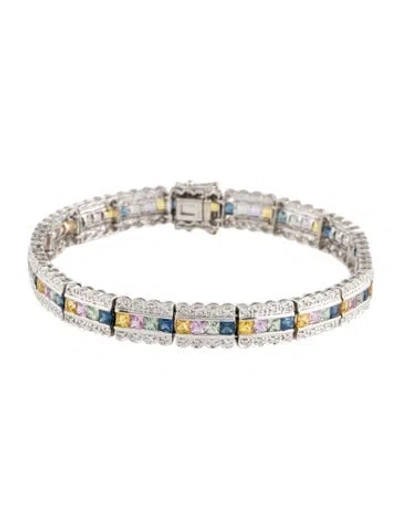Pre-owned Bracelet 14k Sapphire & Diamond , 7" In Multi