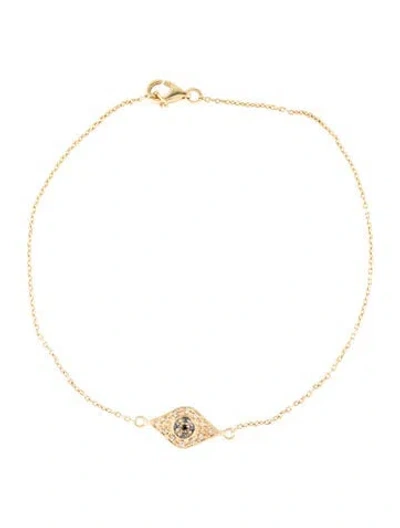 Pre-owned Bracelet 14k Sapphire & Diamond Evil Eye Station , 7.5", 7.5" In Multi