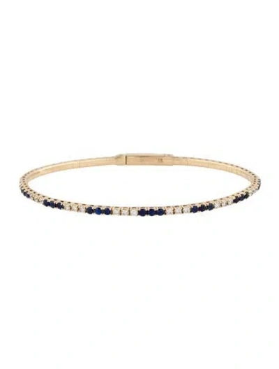 Pre-owned Bracelet 14k Sapphire & Diamond Flex Bangle , 6.5" In Multi