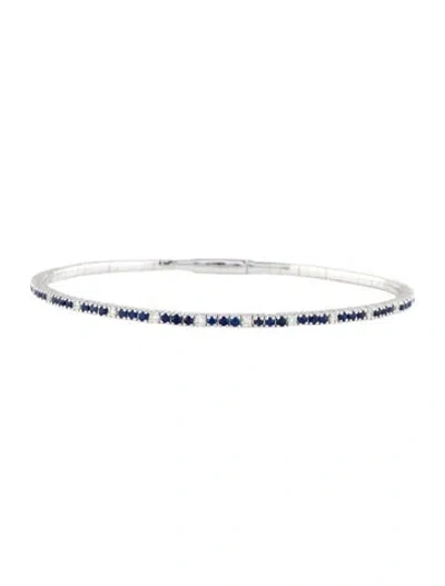 Pre-owned Bracelet 14k Sapphire & Diamond Flex Bangle , 7" In Multi