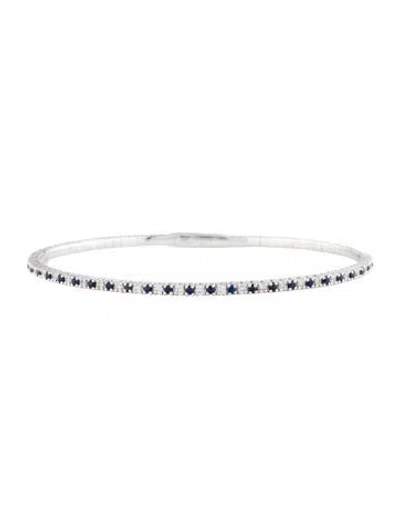 Pre-owned Bracelet 14k Sapphire & Diamond Flex Bangle , 7" In Multi