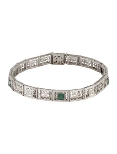 Pre-owned Bracelet 14k Sapphire & Diamond Link , 6.5" In Multi
