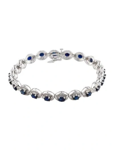 Pre-owned Bracelet 14k Sapphire & Diamond Link , 6.75" In Multi