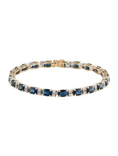 Pre-owned Bracelet 14k Sapphire & Diamond Link , 6.75" In Multi