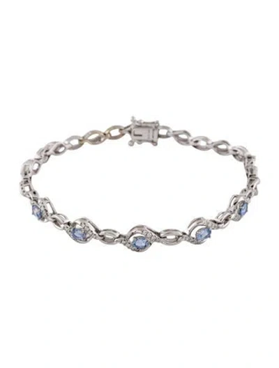 Pre-owned Bracelet 14k Sapphire & Diamond Link , 6.75" In Multi