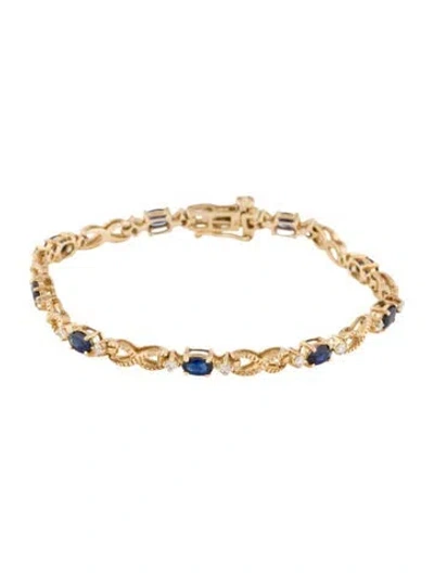 Pre-owned Bracelet 14k Sapphire & Diamond Link , 6.75" In Multi