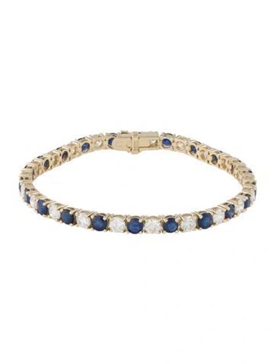 Pre-owned Bracelet 14k Sapphire & Diamond Link , 7" In Multi