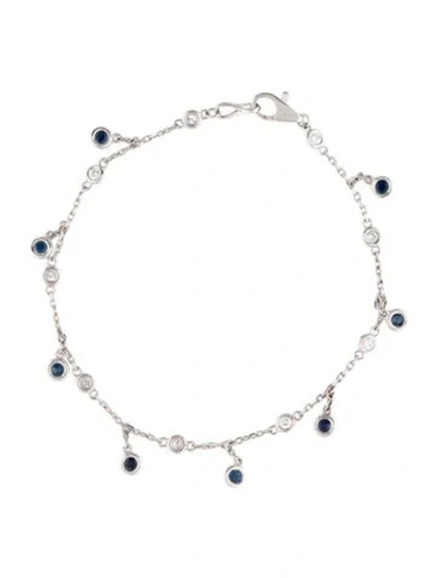 Pre-owned Bracelet 14k Sapphire & Diamond Station , 6.75" In Multi