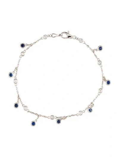 Pre-owned Bracelet 14k Sapphire & Diamond Station , 6.75" In Multi