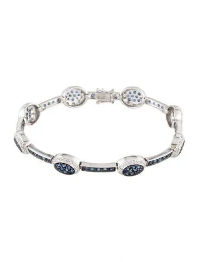 Pre-owned Bracelet 14k Sapphire & Diamond Station , 7" In Multi