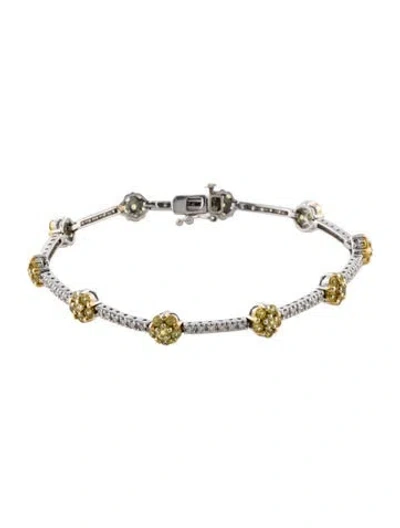 Pre-owned Bracelet 14k Sapphire & Diamond Tennis , 6.25" In Multi