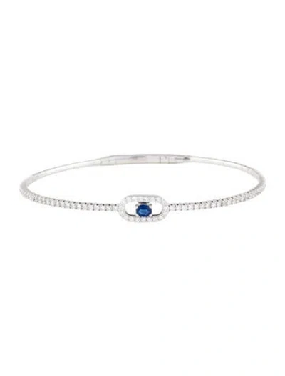 Pre-owned Bracelet 14k Sapphire & Lab-grown Diamond Kinetic Bangle , 7" In Multi