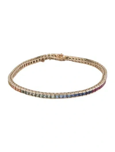 Pre-owned Bracelet 14k Sapphire & Ruby Link , 7" In Multi